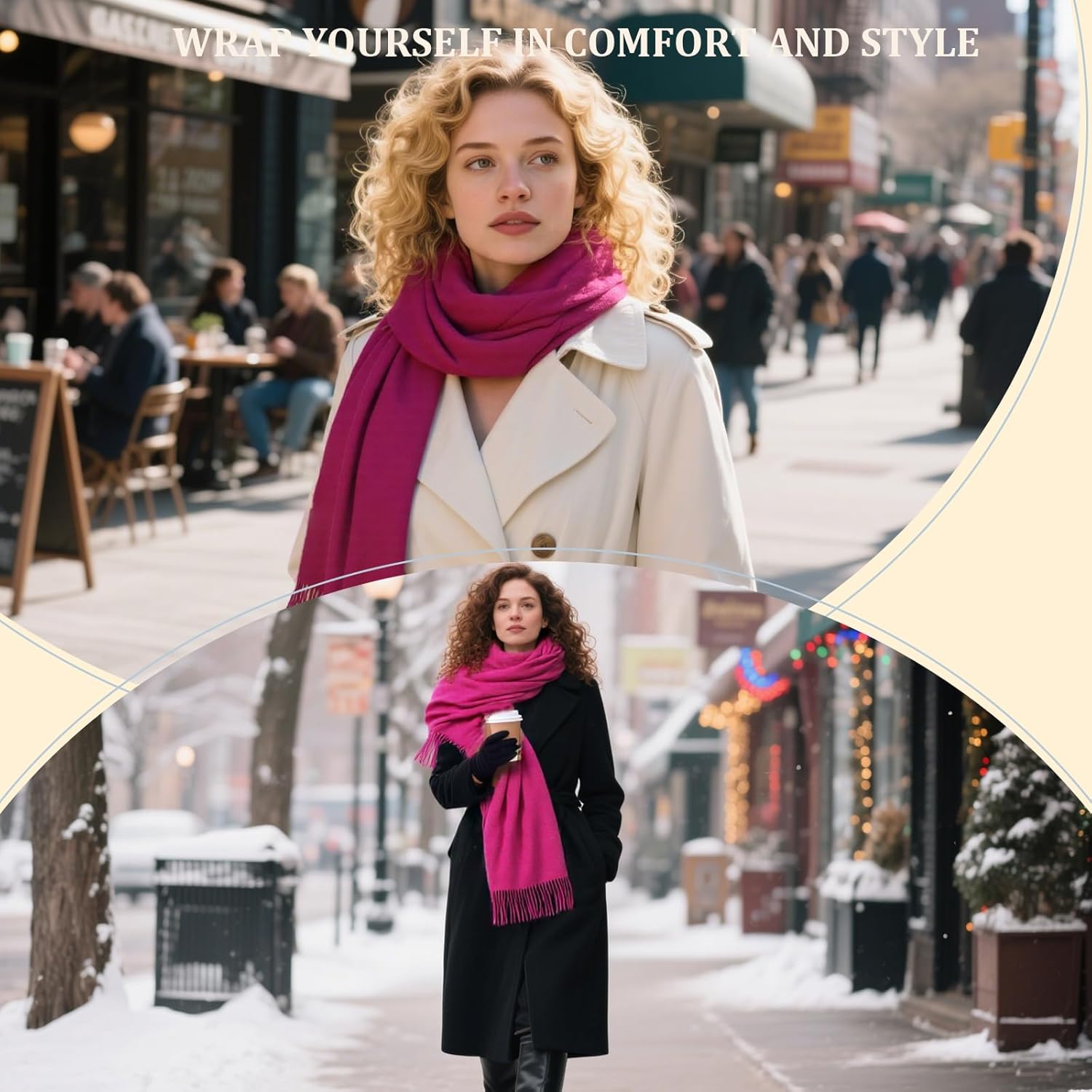 Winter Wool Scarf Shawl Wraps for Women Thick Solid Scarves Warm for Cold Weather Fashion Wrap for Men - Image 6