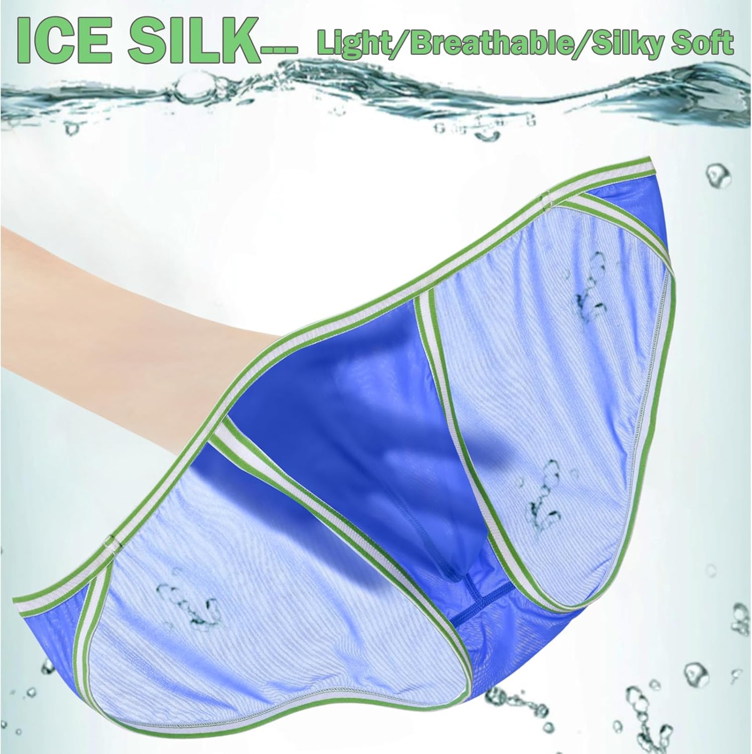 ZONBAILON Men's Briefs Dual Pouch Ice Silk Underwear See Through Thin Breathable Sexy Panties