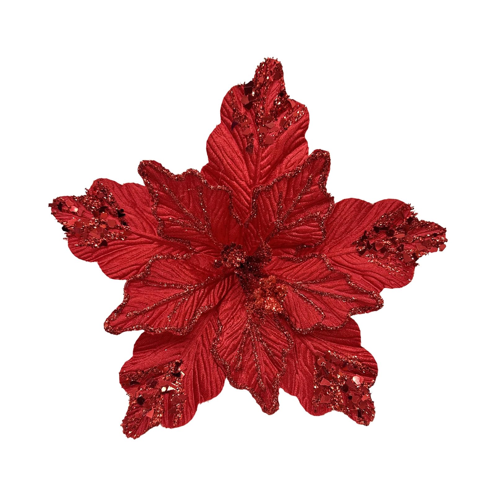 carotoe Polystyrene Christmas Star Christmas Blossomy Garnishes Realistic Texture Safe Not Deadly Holiday Accent Part for Worktop Present Wrapping Area Garnishes Silkflowers