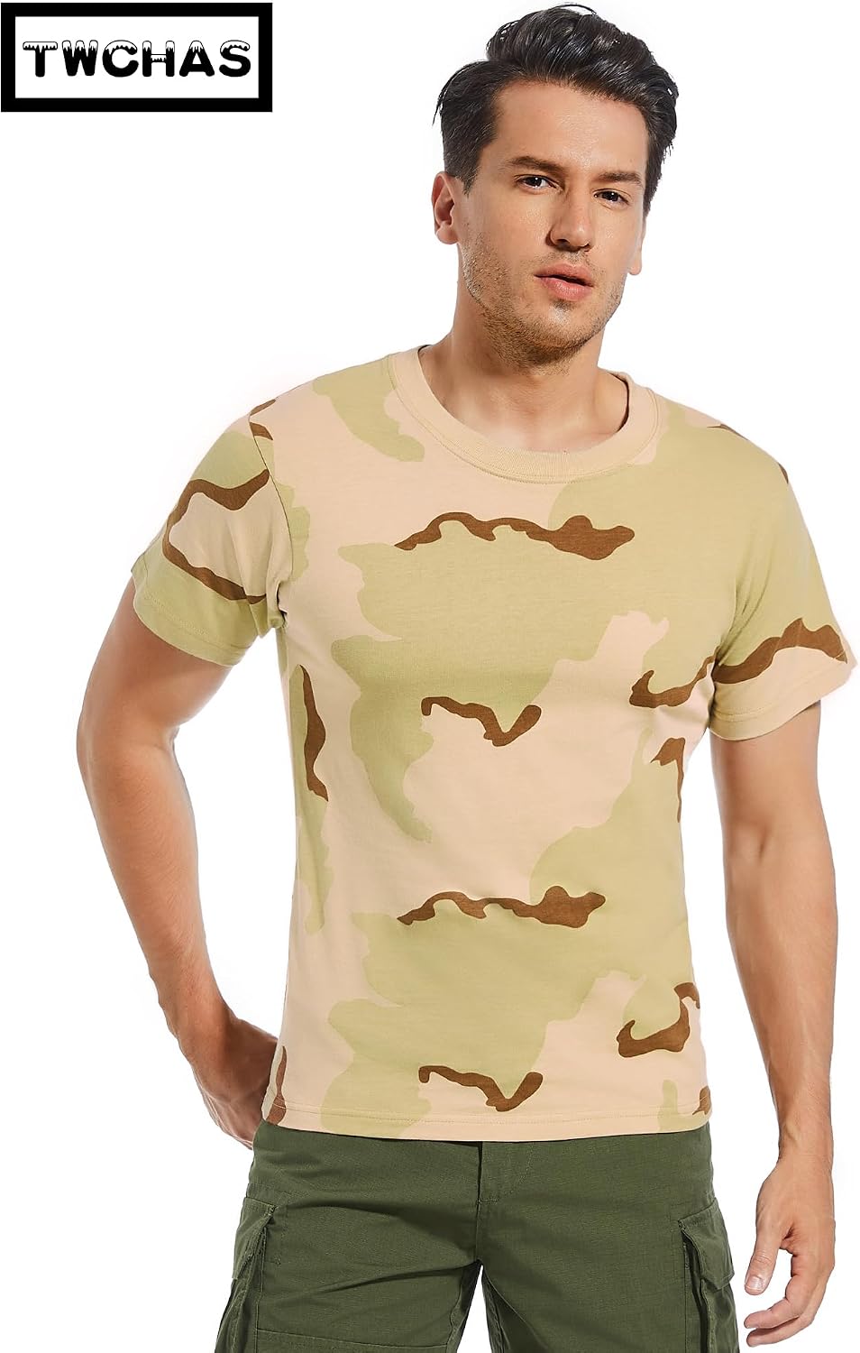 Men’s Military Camo T-Shirt, 100% Cotton Camouflage Top Vintage Camo T-Shirts for Everyday Look and Outdoor Activity