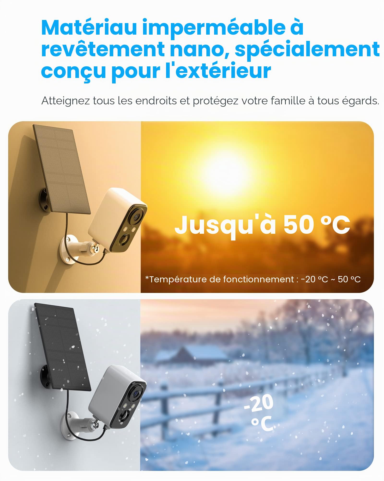 FOAOOD Caméra Surveillance WiFi Extérieure sans Fil avec Panneau Solaire,Caméra Surveillance WiFi avec Vision Nocturne Couleur, Détection Humaine PIR, Audio Bidirectionnel, Étanche IP66