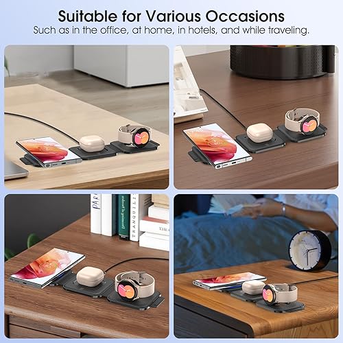 Miniatura 5 de Estación de carga inalámbrica de bolsillo para dispositivos Samsung Android, cargador inalámbrico rápido plegable para Samsung Galaxy S24 S23 Ultra