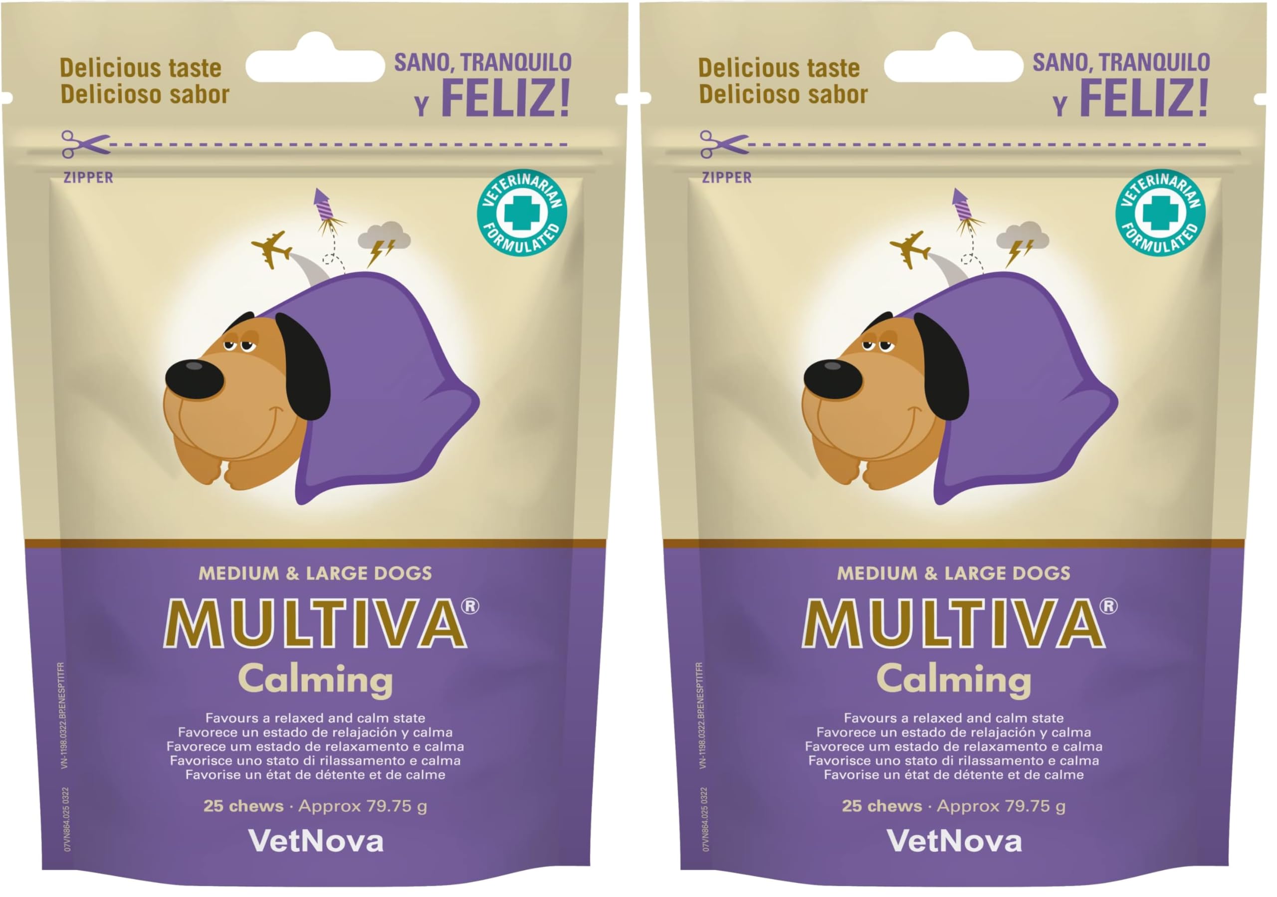 VetNova MULTIVA® Calming Medium & Large Dogs 25 Chews (Paquete de 2)
