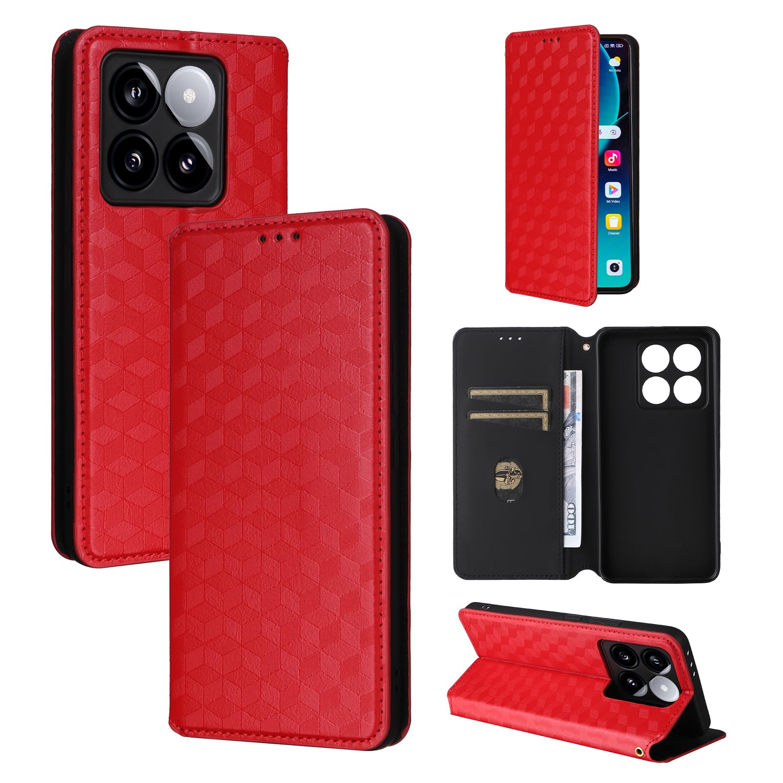 Rfvzubemok Compatible with Honor X6A Plus 4G Case,Compatible with Honor X6A Plus 4G PU Leather Kickstand Card Holders Flip Magnetic Closure Phone