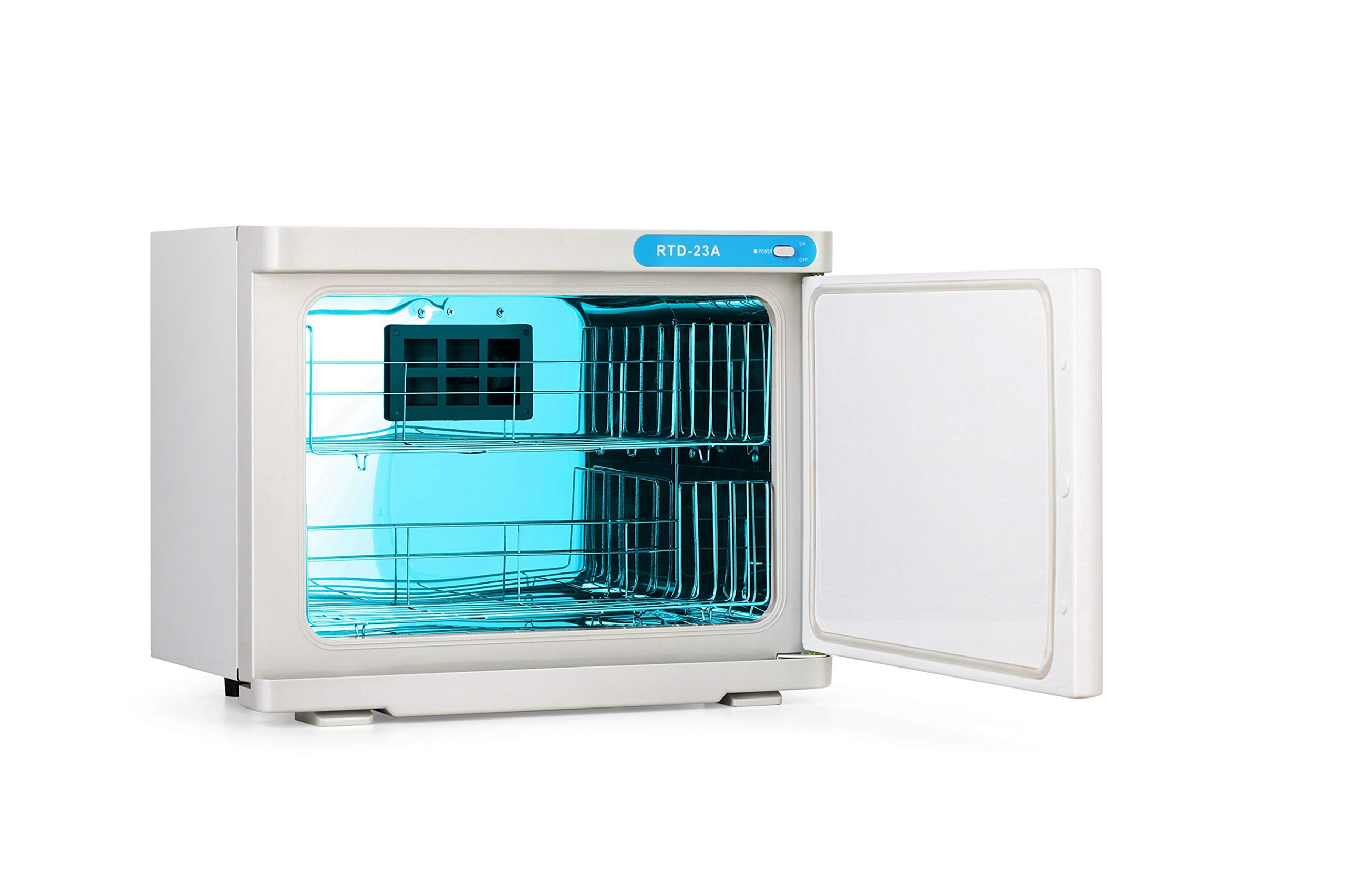 Beauty Life Hot Towel Warmer Cabinet Large Capacity, Two Stainless Steel Racks, White for Spa Home 23L