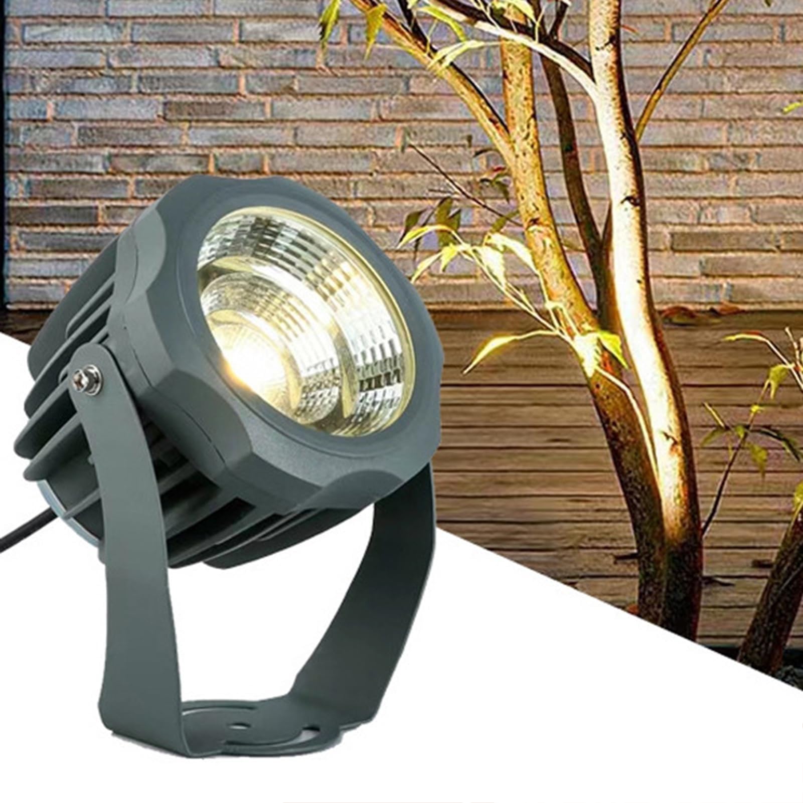 Focos Para Árboles - Foco LED Impermeable IP65, Luces De Jardín De Césped De Bajo Voltaje DC12/24V, Reflector COB Giratorio Para Exteriores, Para Plazas, Parques, Villas(Warm White,30W-DC12V)