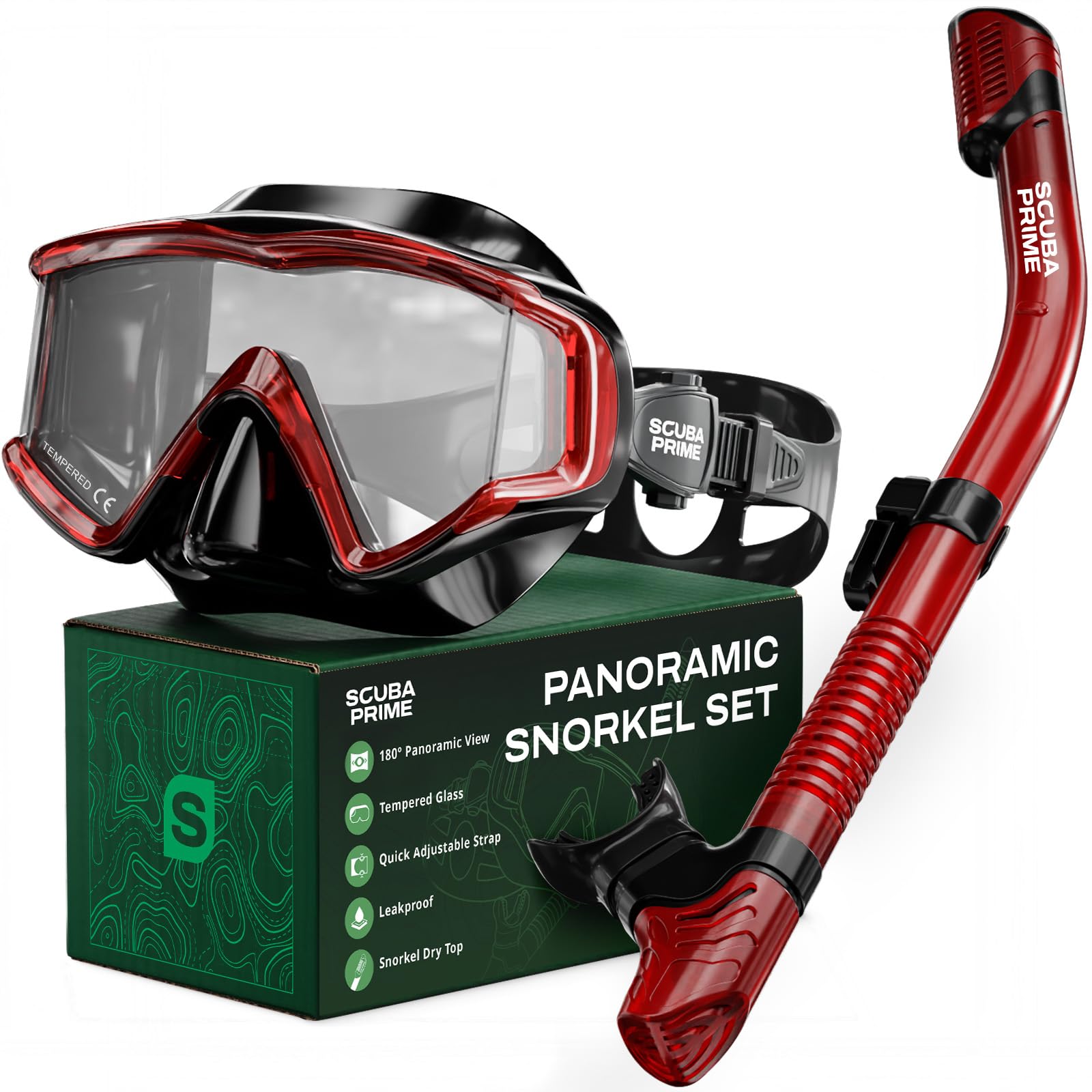 Pano 3 180° Panoramic Dive Mask, Three-Window Tempered Glass Scuba Mask with Dry Top Snor…