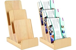 2-Pieces Wooden Brochure Holder Literature Holder Pamphlet Display Stand