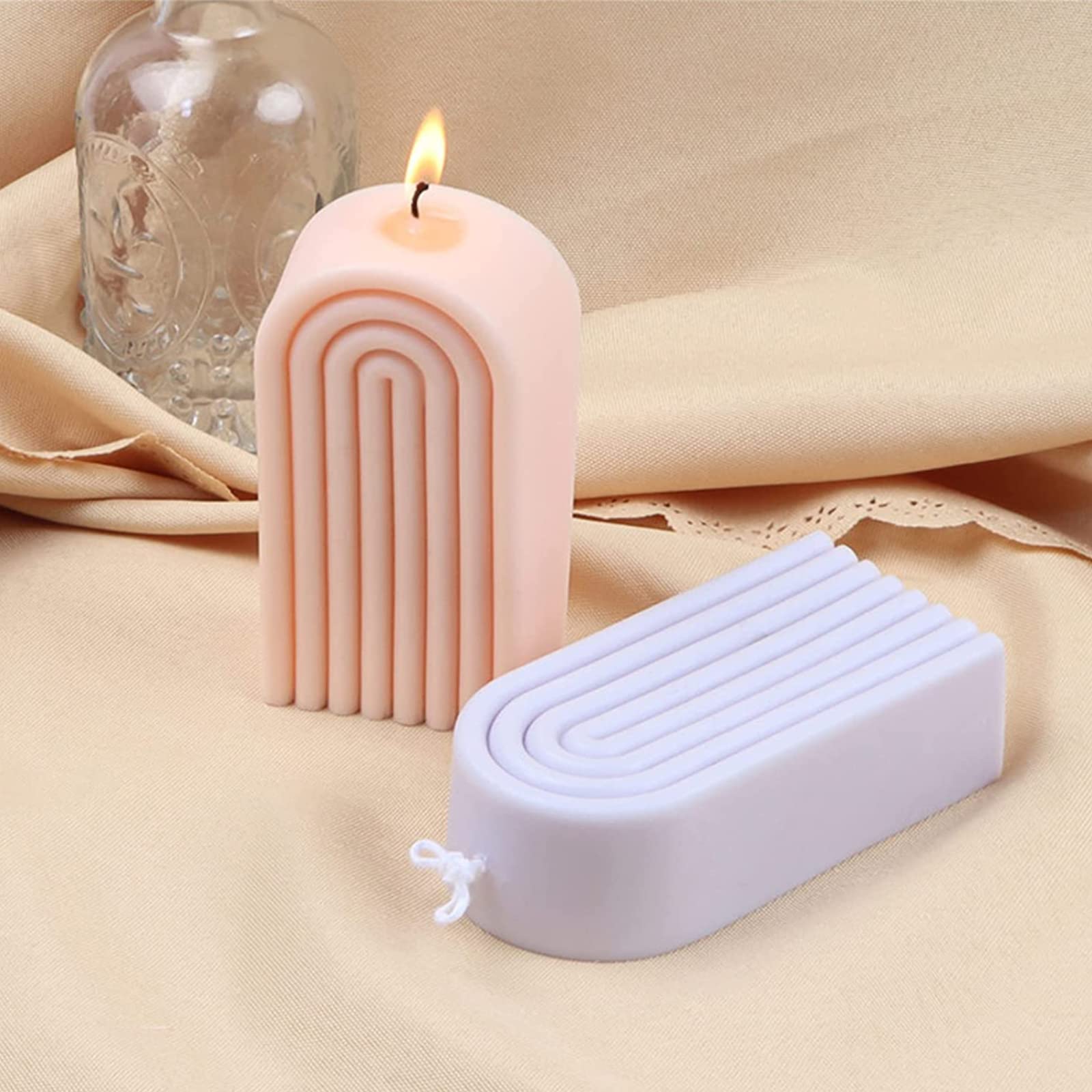 Lot De 2 Moules à Bougie En Silicone Forme N/Pont - Grand Et Petit - Pour Savon, Bougie, Chocolat, Glace