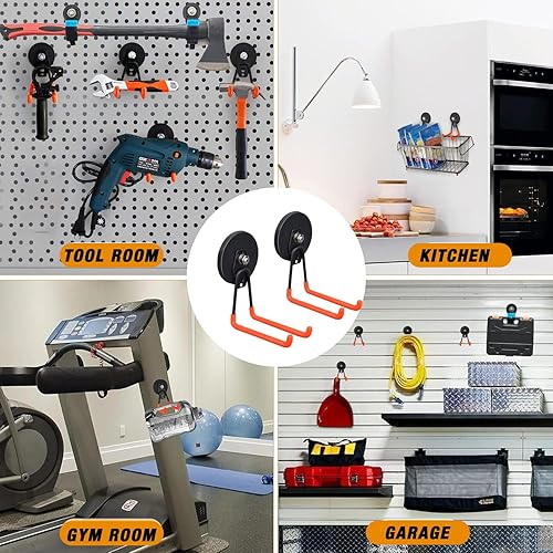 Miniatura 4 de Liftsun Ganchos magnéticos resistentes, paquete de 2 ganchos magnéticos grandes súper fuertes para taladro eléctrico, herramientas de jardín,