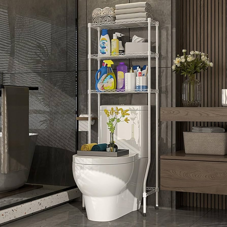Amazon｜トイレ上ラック 3段 トイレ上収納棚 トイレ上調節可能