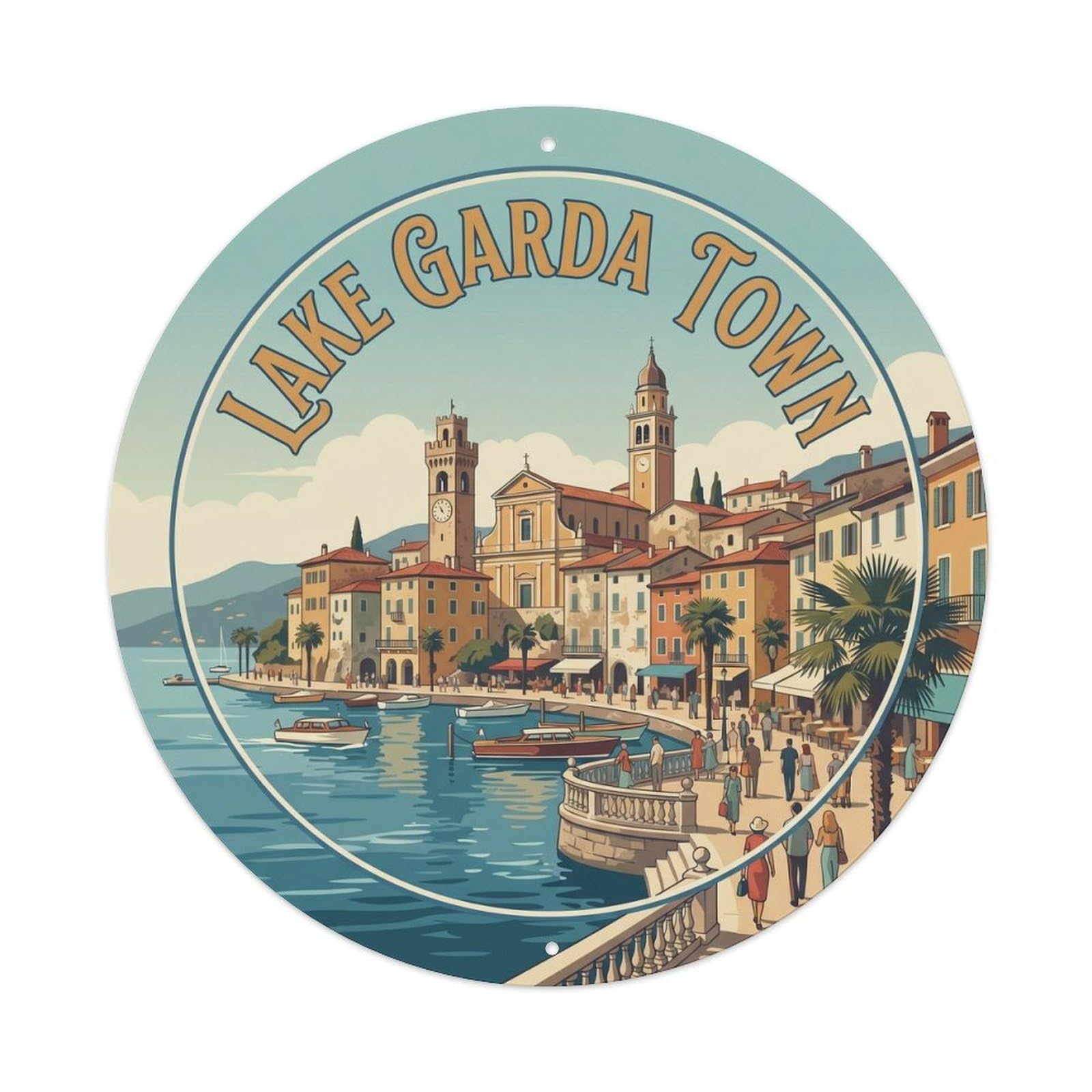 Lake Garda Italy Garda City Landmark Travel Classic Metal Tin Sign