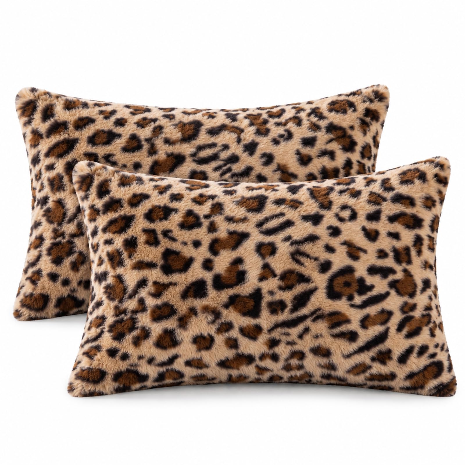 HOSTECCO Lumbar Cheetah Leopard Print Cushion Covers 30x50 cm Warm Brown — image 1