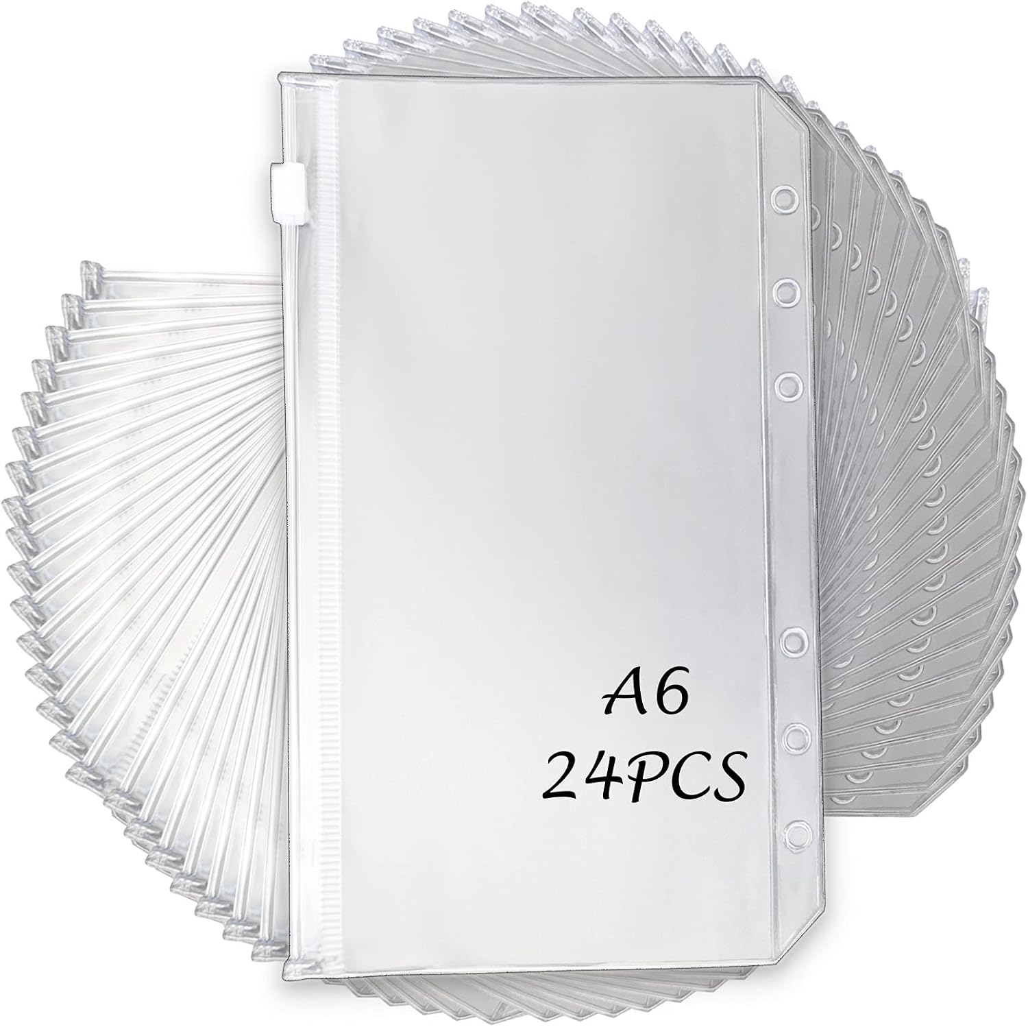 A6 Binder Pockets 24PCS, Binder Pockets A6 Size for 6 Ring Binder, A6 Binder Cash