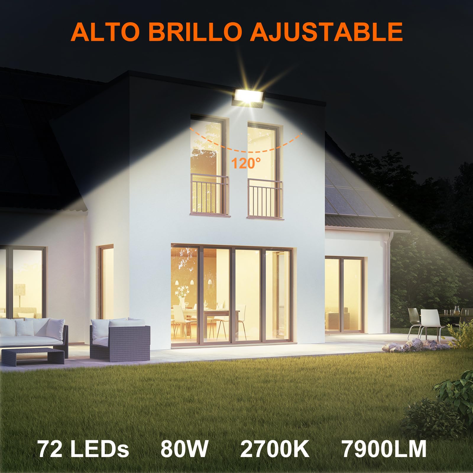 DUSKTEC Focos LED Exterior RGB 80W IP66, Foco de Cambio de Color y Luz Calida Regulable Bluetooth, Outdoor Flood Light Luz de Inundación con Enchufe Inteligente Impermeable Para Interior, Jardín