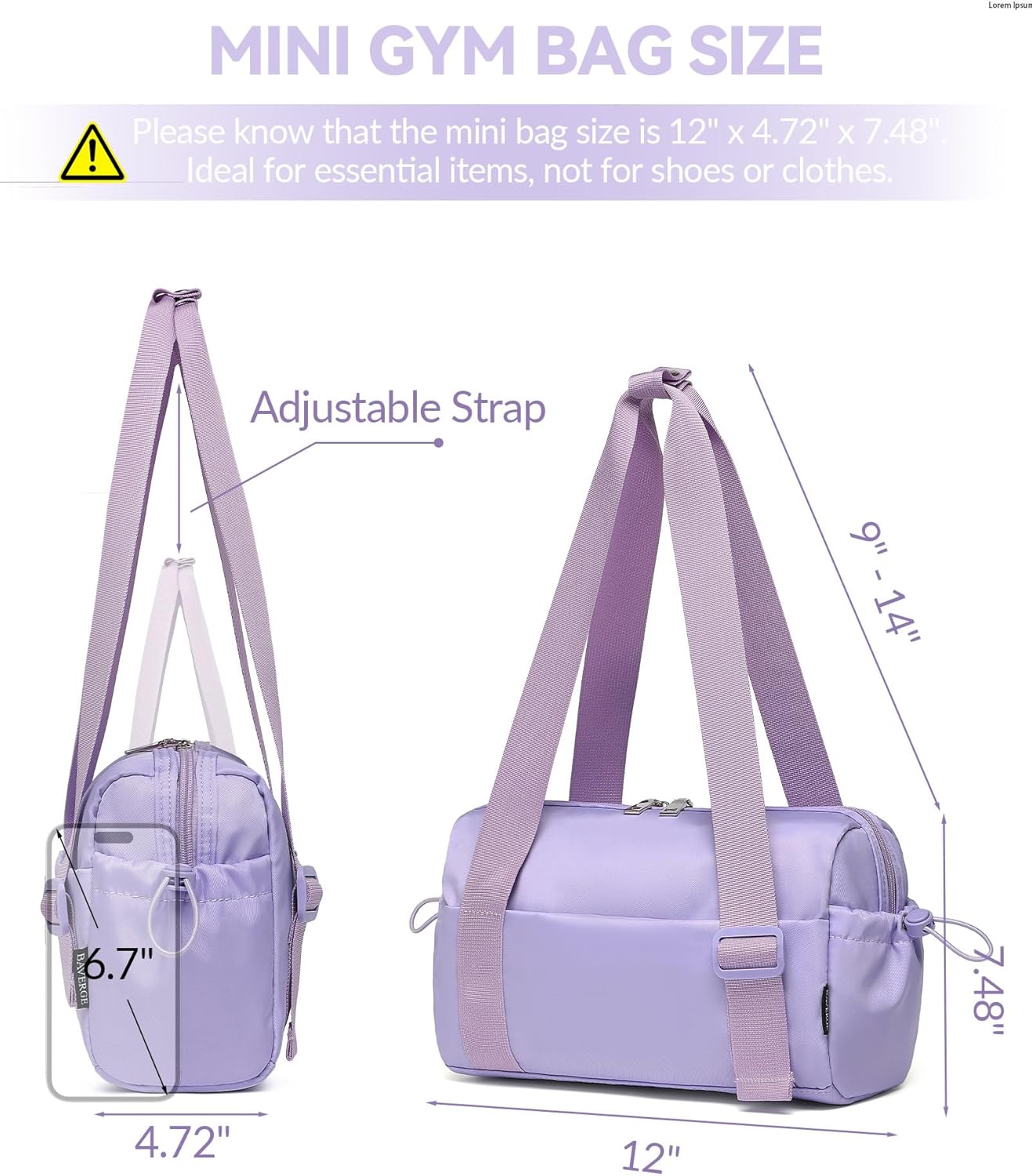 Small Gym Bag for Women Mini Duffle Bag with Wet Compartment, Lightweight Waterproof Cute Tote for Girls Workout Sport Travel,Purple - Image 2