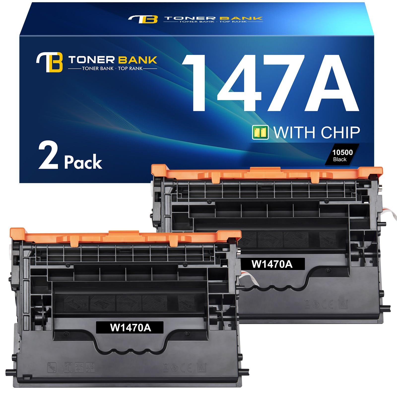 147A Black Toner Cartridge Compatible for HP 147A M612 W1470A 147X Toner for HP LaserJet Enterprise M610n M611dn M611x M612dn M612x MFP M634h M635fht M635h M636fh Printer Ink (2-Pack)