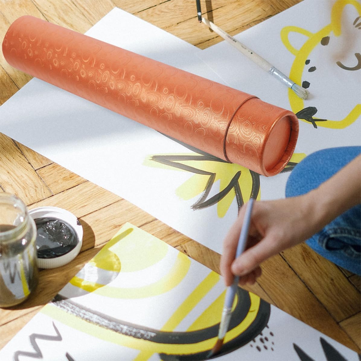 2pcs Extendable Poster Tube with Caps, Adjustable Length for Paintings