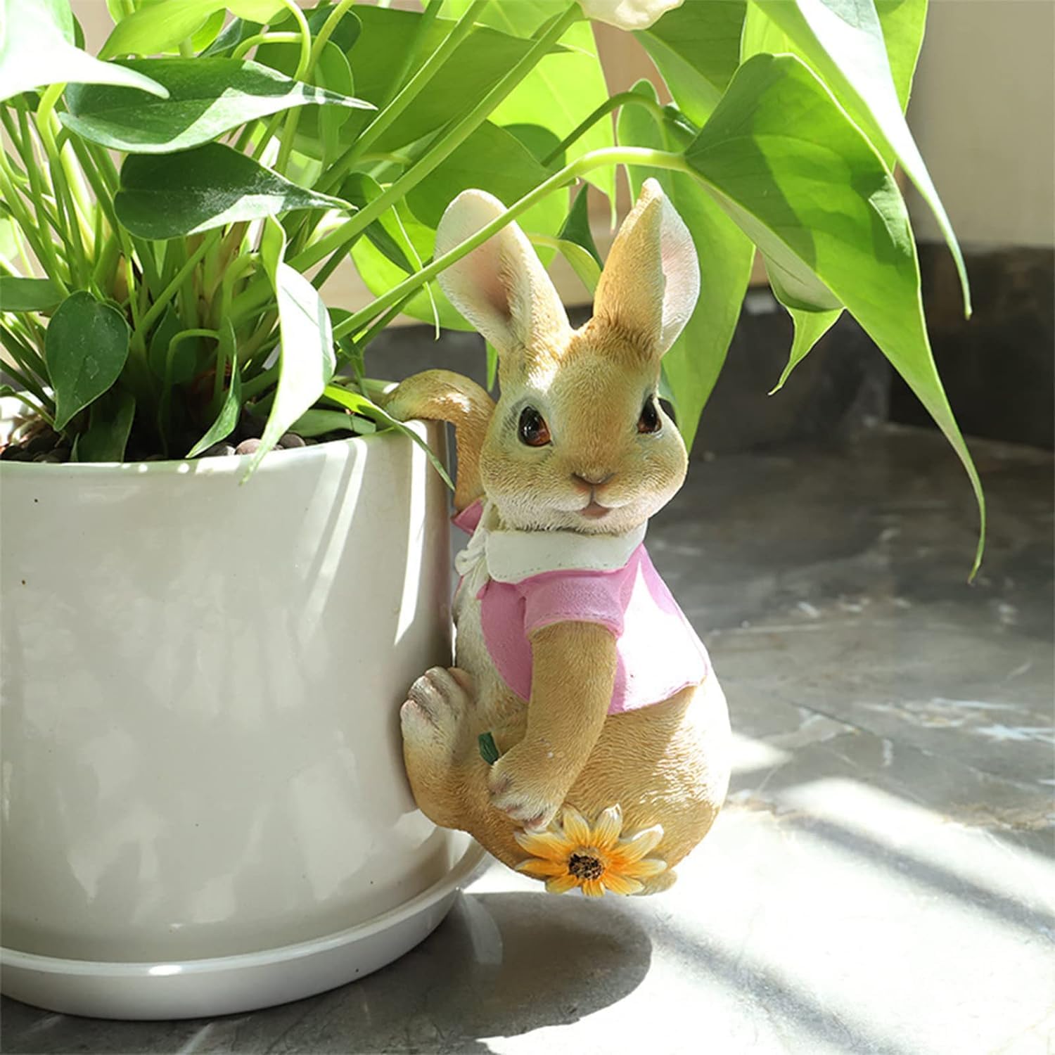 MNUvxzaewf Garden Statues Rabbit, Cute Resin Statue Decoration, Outdoor, Animal Figurine Sculpture Ornament(Pink)