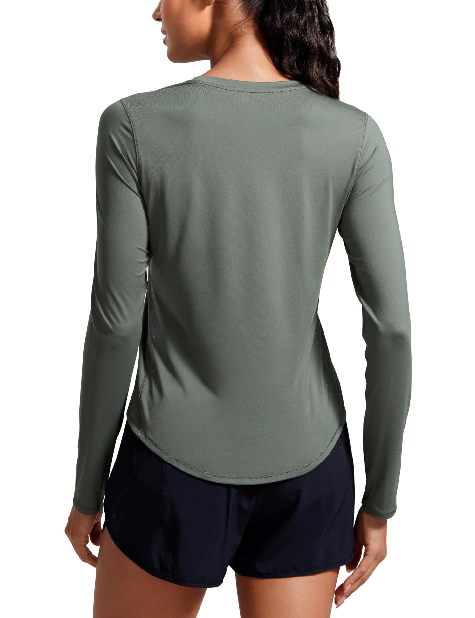CRZ YOGA Lightweight Workout Long Sleeve Shirts for Women - Gym Running Fall Athletic Training T-Shirts High Neck Tops