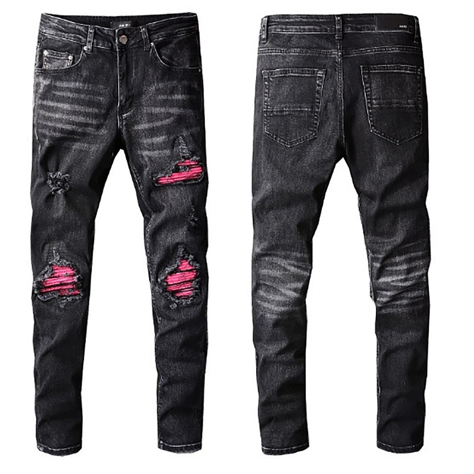 Jeans Da Uomo Strappati, Pantaloni Di Jeans Da Uomo Gamba Dritta Strappato Elasticizzati Pantaloni Uomo Elegante Casual Skinny Blu Jeans Uomo Estivi Jeans Leggeri Moda Versatile Per Tutte Le Occasioni