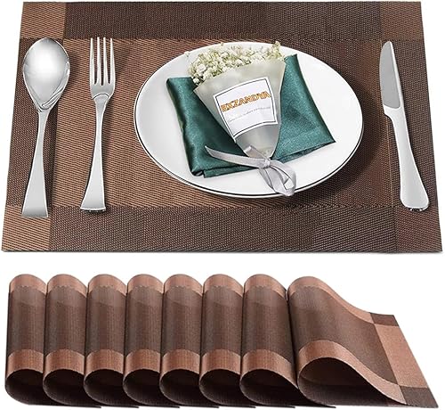 Miniatura 47 de Juego de 6 manteles individuales, lavables, resistentes al calor y a las manchas para interiores y exteriores, manteles individuales de vinilo Negro