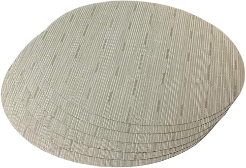 Miniatura 5 de Juego de 6 manteles individuales de vinilo tejido ovalado de bambú de imitación rojo A, resistentes al calor, lavables para mesa de cocina, color