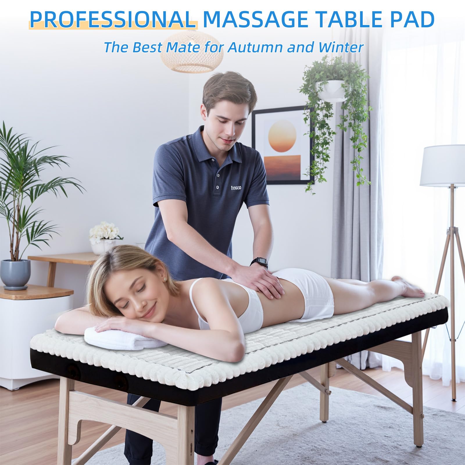Plush Massage Table Pad with Non-Slip Silicone Bottom, 71 x 28 Inch