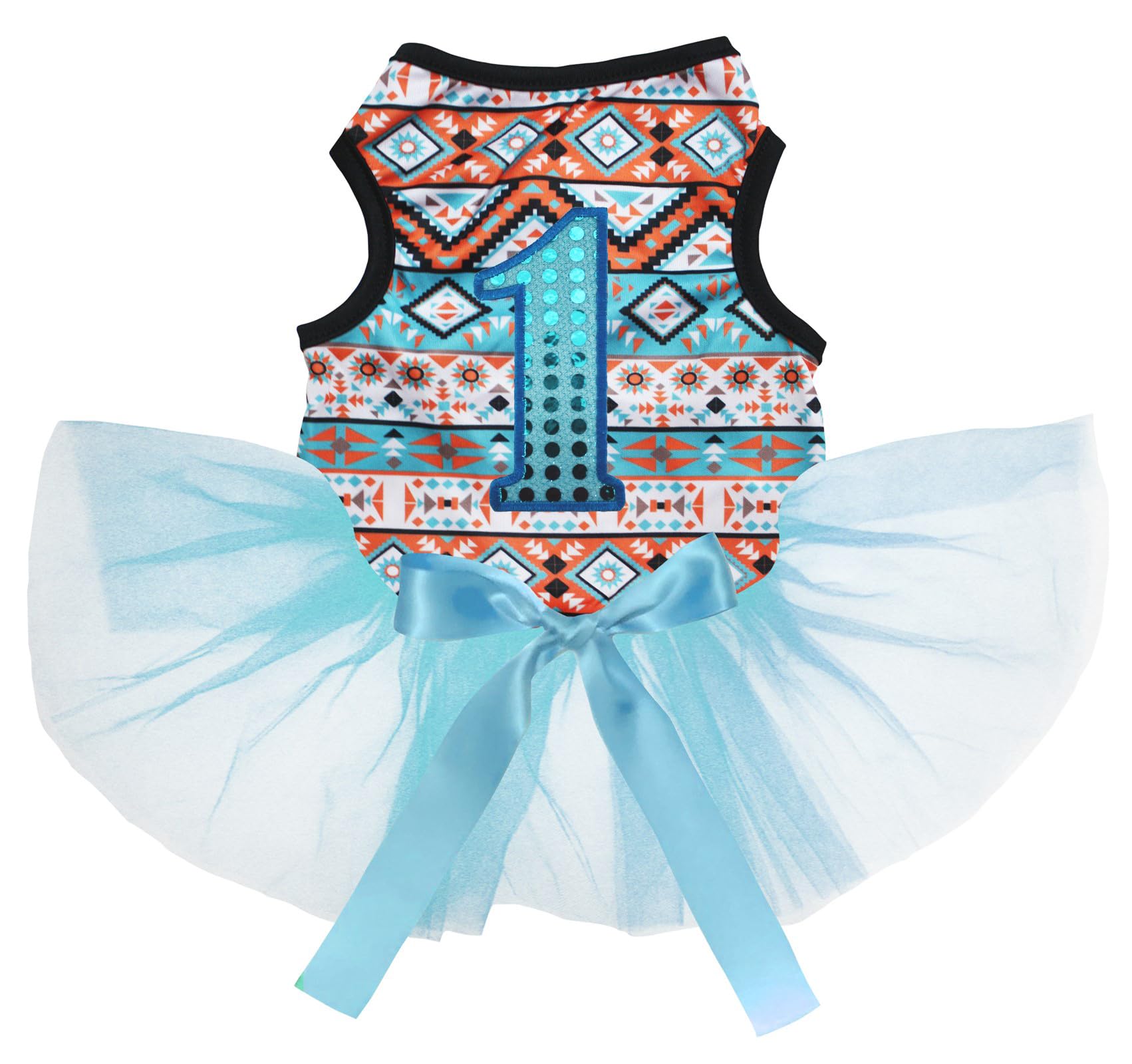 Robe à paillettes bleu clair pour chiot L | Vêtement géométrique