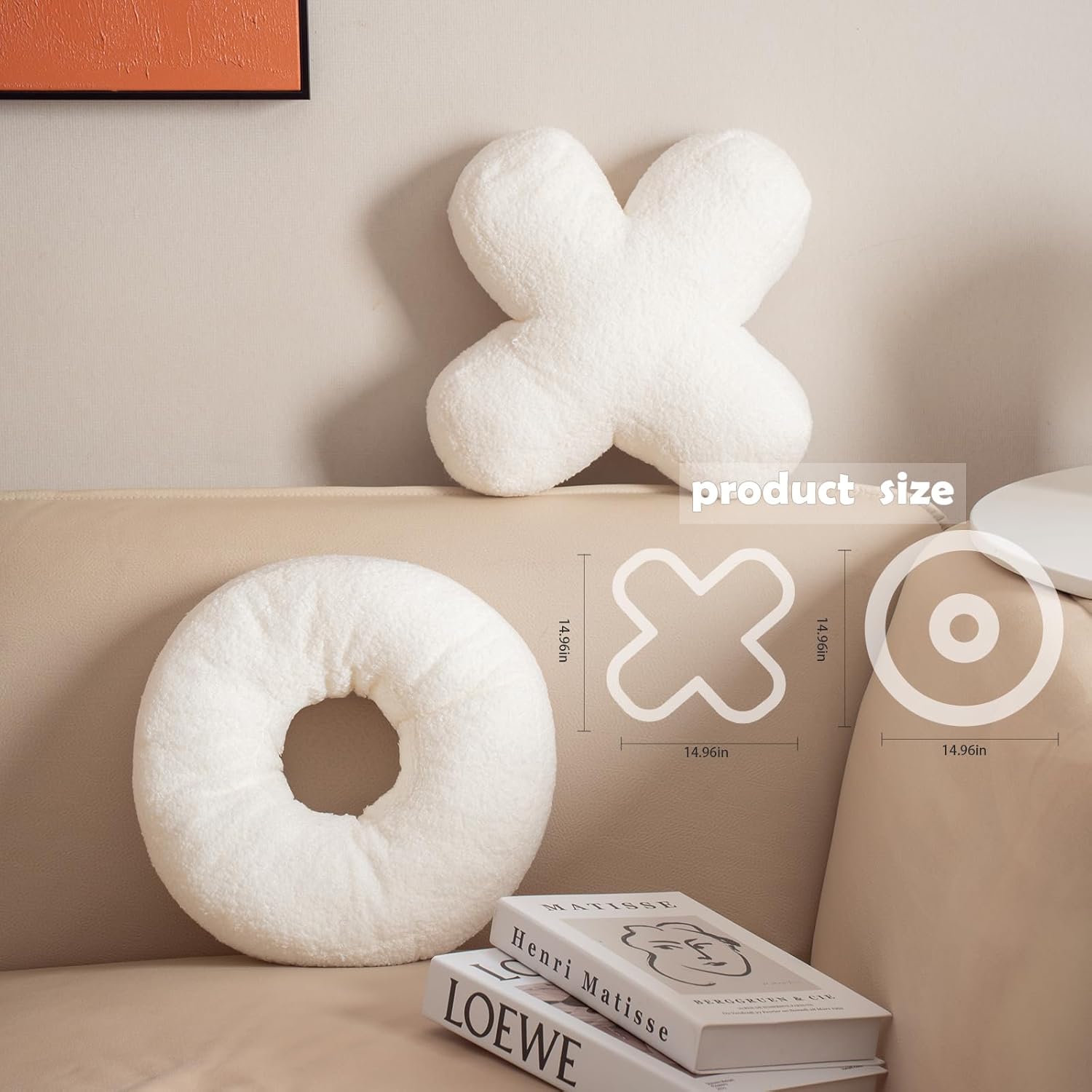 XO Pillow Plush, White Throw Pillows Valentine's Day Decorative Hugs and Kisses, Cute Pillows Romantic Home Décor for Sofa, Bedroom, Living Room 12.5x12.5 Inch Set of 2