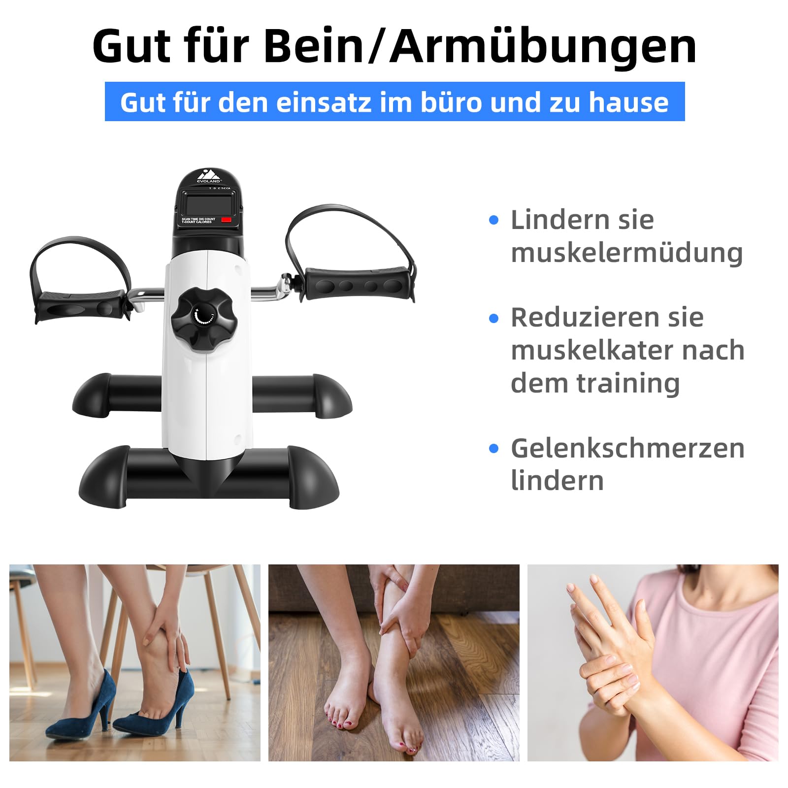 EVOLAND Heimtrainer Mini Fitnessbike Pedaltrainer Arm Beintrainer LCD Display Hometrainer Fitnessgerät