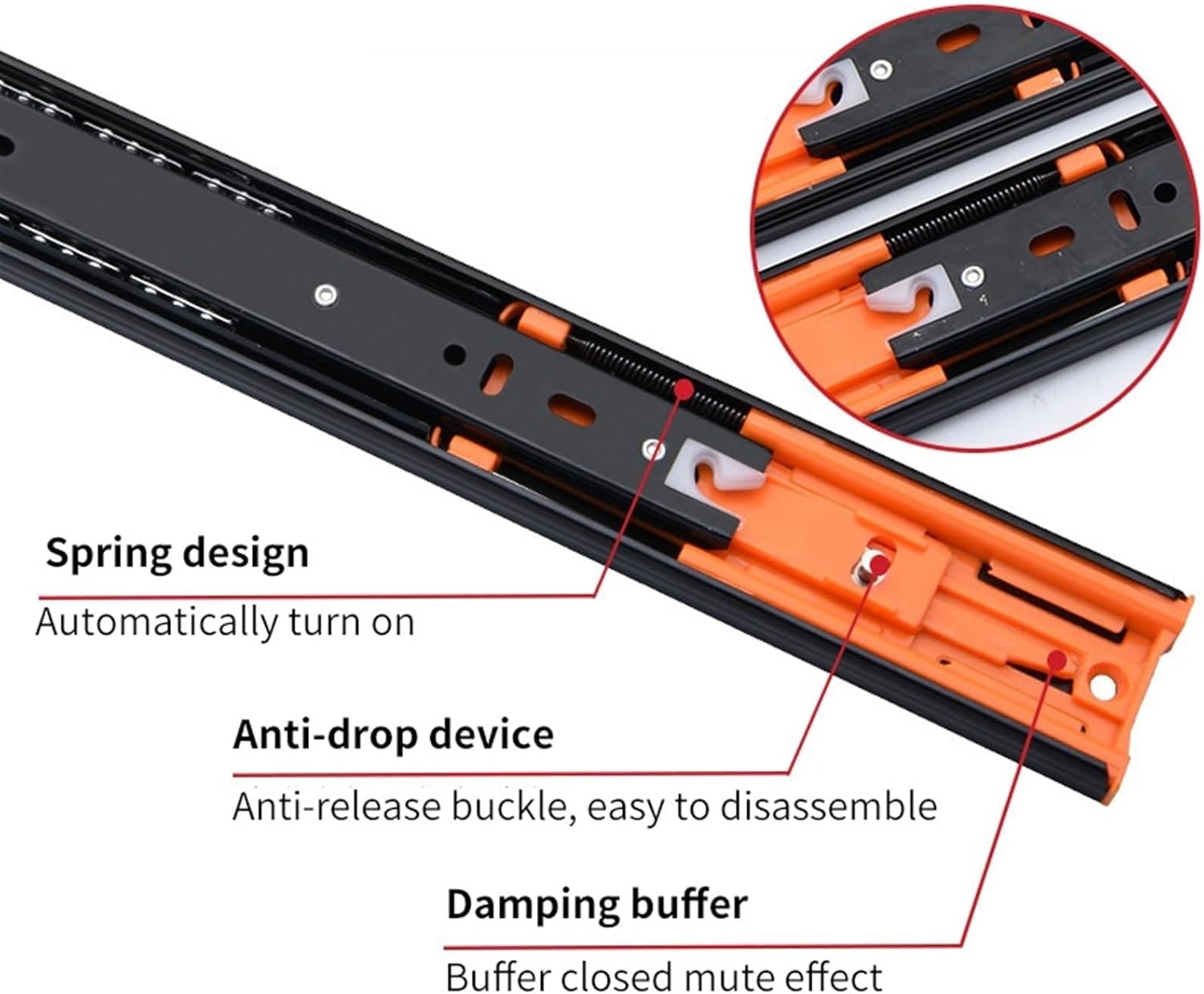 45mm Soft Close Ball Bearing Drawer Runners, 3 Folds Full Extension, Side Mount, 45kg Load Capacity, Furniture Slide(Normal12inches30cm)