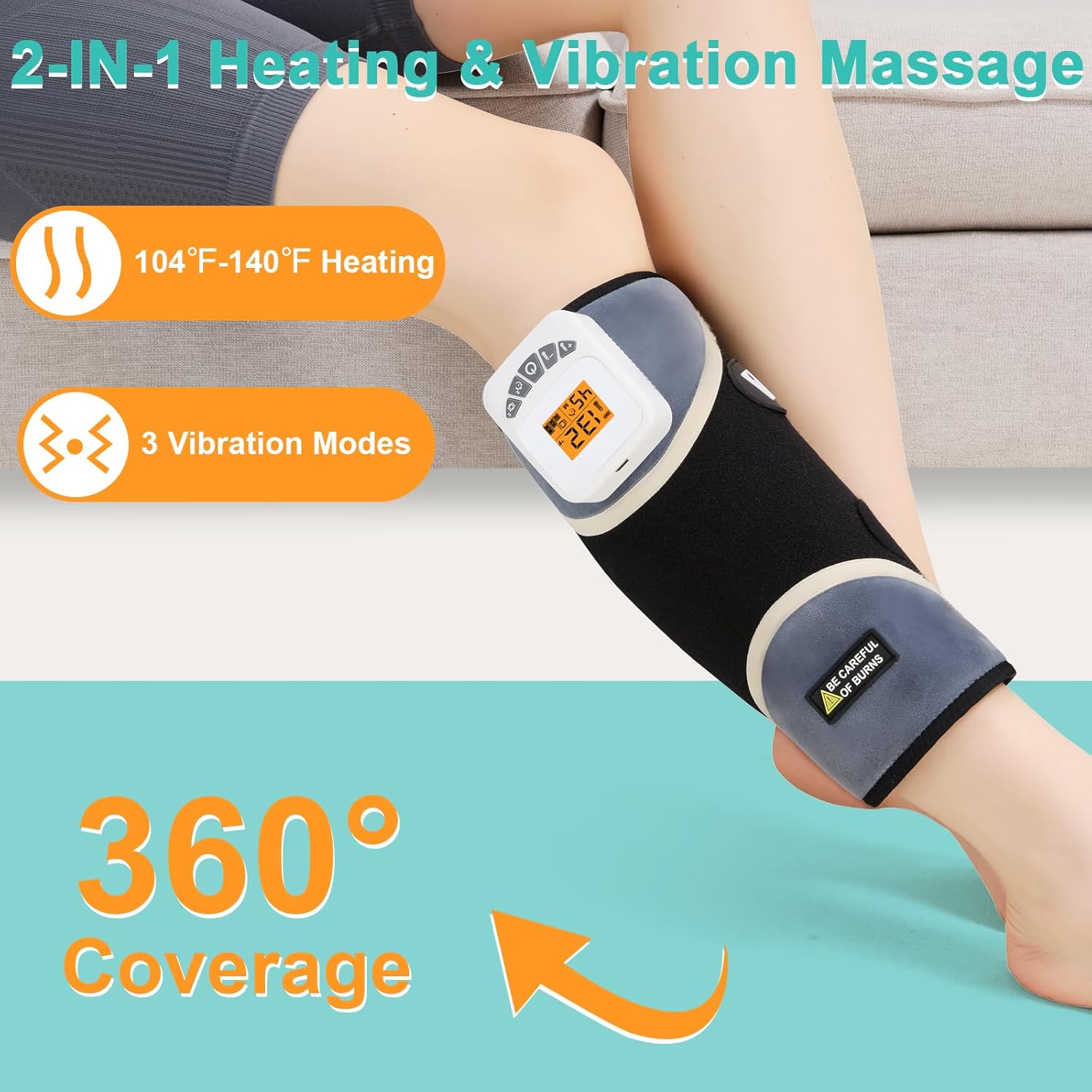 AOBOCO Cordless Leg Heating Pad with Vibration, 5000mAh Rechargeable Leg Massagers for Circulation and Pain Relief with Heat, Wearable Wrap Around Thigh or Calf Leg Massagers, Gift for Men Women