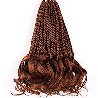 Vista 68 de Cabello de ganchillo con rizos franceses, trenzas de cabello de ganchillo con puntas rizadas, 14 pulgadas, preenlazadas, trenzas de caja tipo diosa