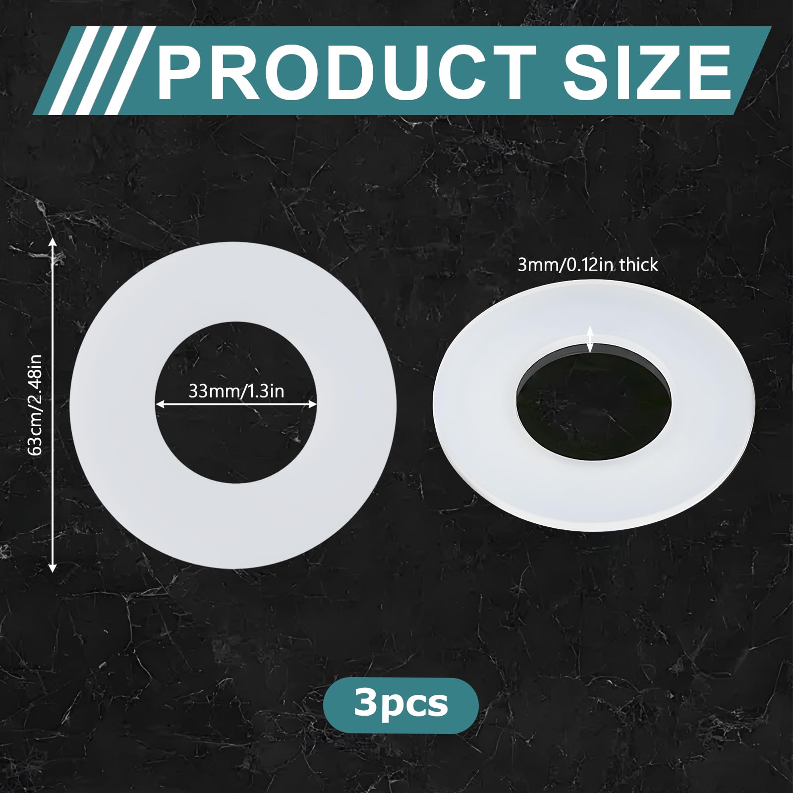 3 Guarnizioni Per Valvola Scarico WC Geberit - Silicone, 63x32x3 Mm, Per 816.418.00.1, Trasparenti