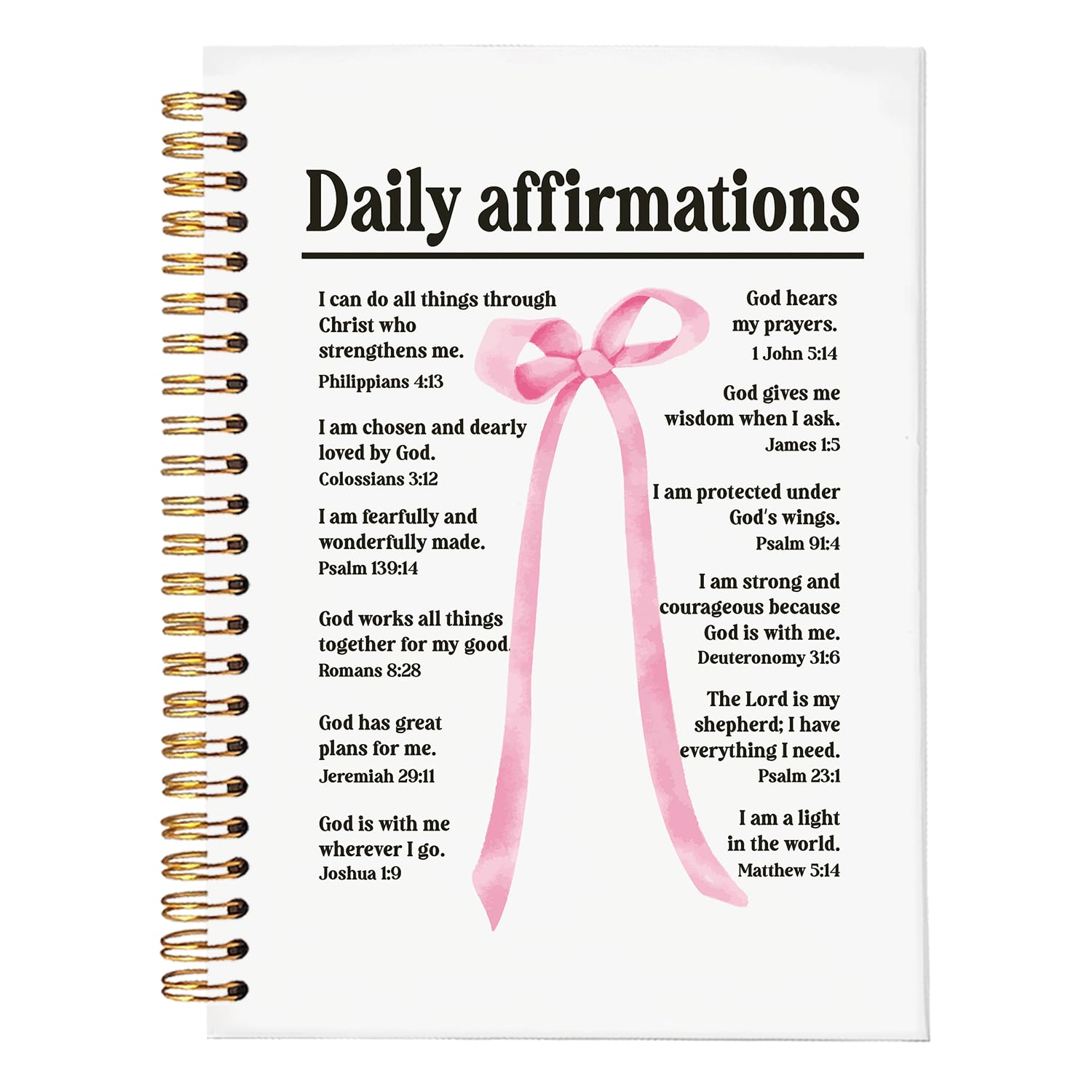 MOFUYU Bible Study Journal Supplies, Pink Bow Bible Notebook for Note Taking, Christian Journal for Women, Daily Affirmations Coquette Scripture, Cute