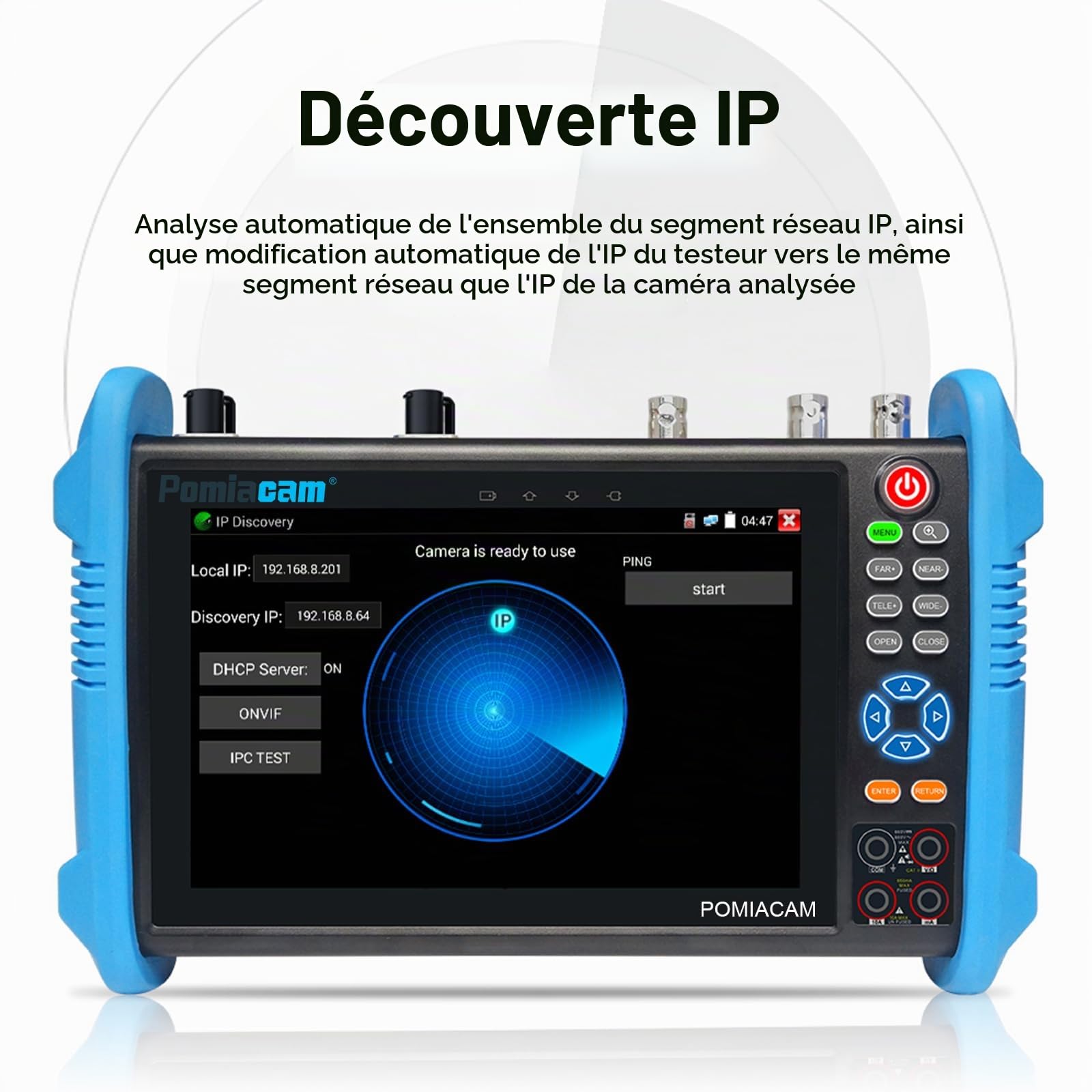 Outil de test de caméra IP IPC-9800MOVTADHS Plus Testeur de caméra IP analogique multifonctionnel Moniteur à écran tactile IPS de 7'' 8MP SDI TVI AHD CVI TDR OPM VFL POE Testeur de vidéosurveillance