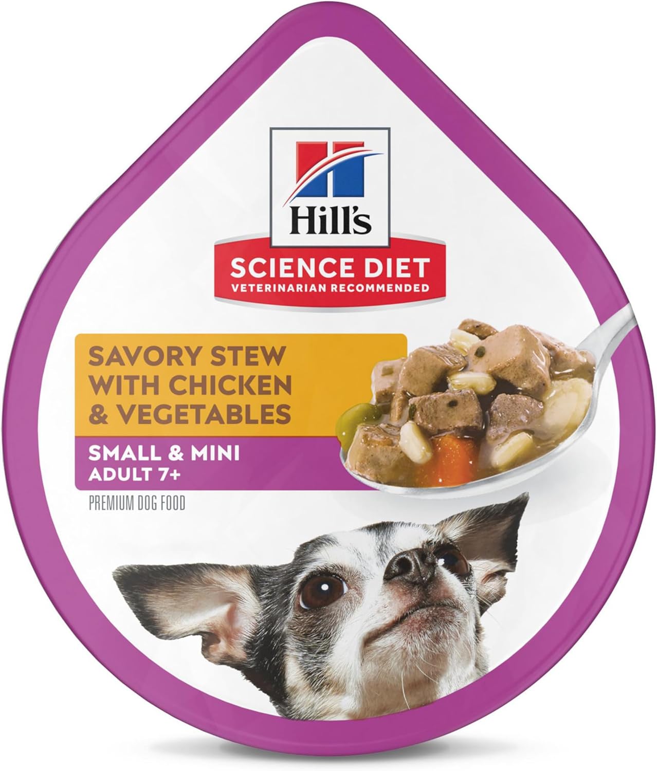 Hill’s Science Diet Small & Mini, Senior Adult 7+, Small & Mini Breeds Senior Premium Nutrition, Wet Dog Food, Chicken & Vegetables Stew, 3.5 oz Tray, Case of 12