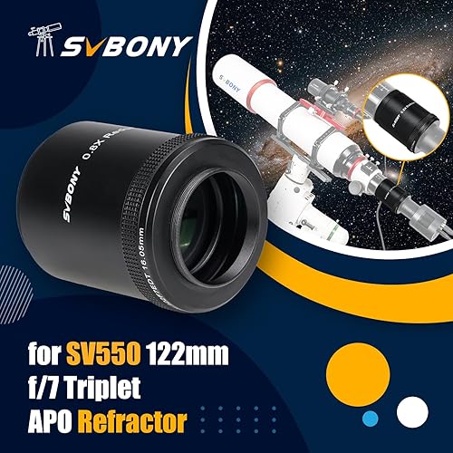 Miniatura 2 de SVBONY SV209 Aplanador de campo, reductor focal 0.8X, corrige la curvatura de campo y un campo de visión más amplio, accesorios para telescopio para