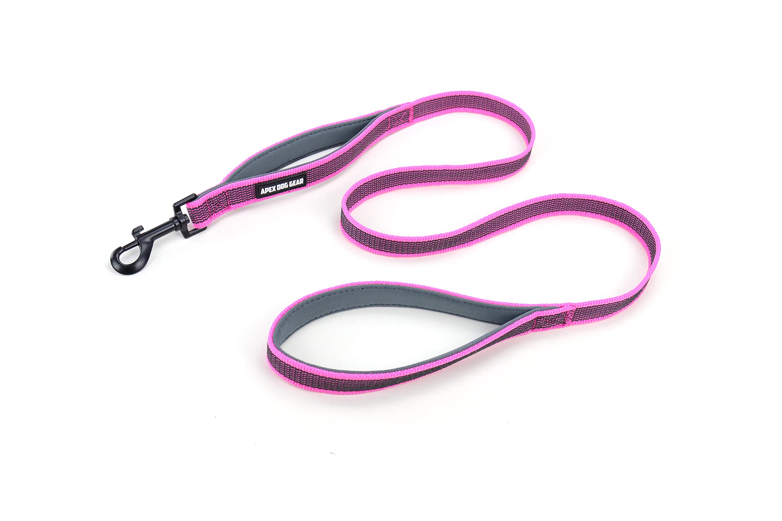 APEX DOG GEAR Correa Perro, Correa para Perro Antideslizante, con Doble asa Acolchada, Resistente - 1,24 m - Rosa - 5 Colores para Elegir