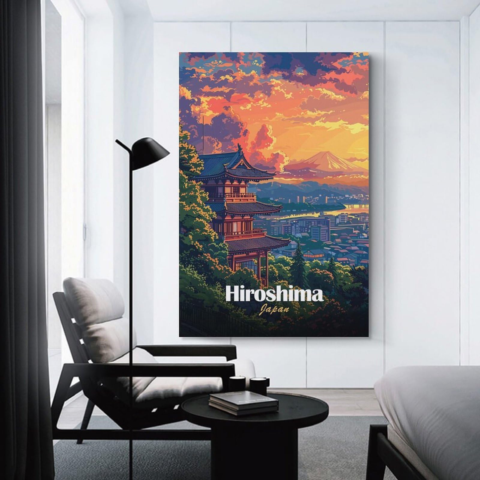 Junmoney Hiroshima Japan Landscape Art Hanging Wall Art, 16x24inch(40x60cm), for Gallery Wall Decor And Room Displays, Home Wall Art for Statement Displays