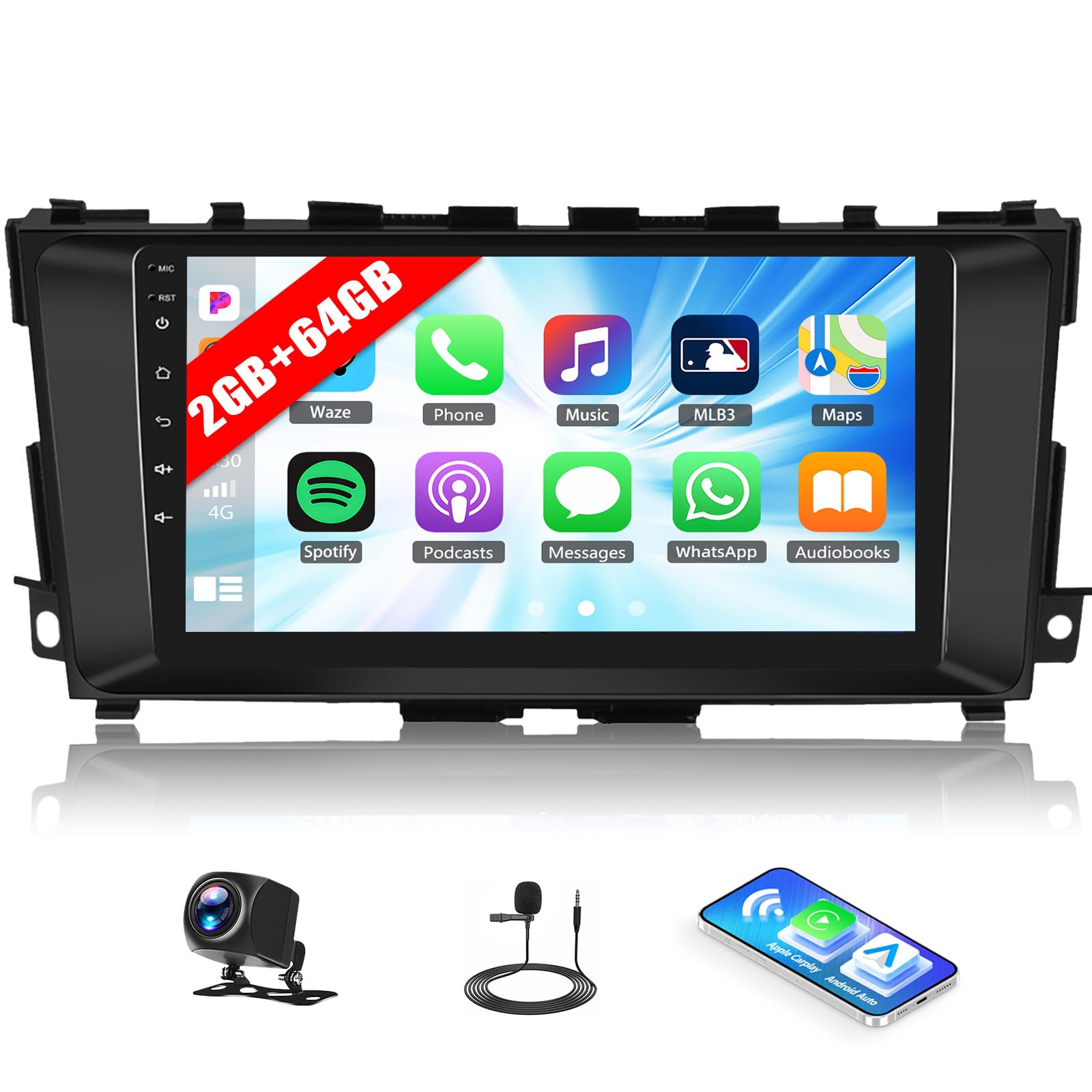 UNITOPSCI 2G+64G Android Car Stereo Radio for Nissan Altima Teana 2013-2018 Wireless Apple CarPlay Android Auto 9 Inch Touchscreen Bluetooth GPS Head