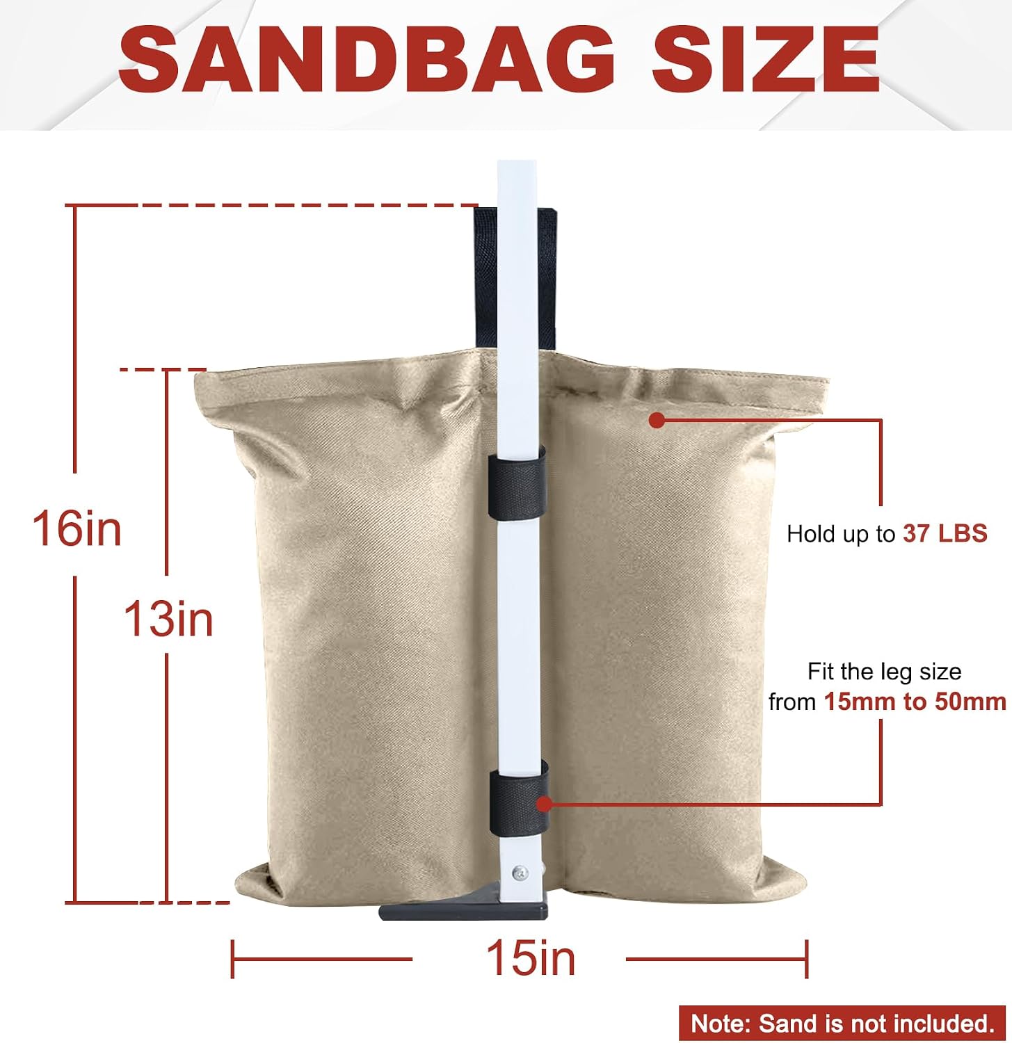 ABCCANOPY Canopy Weights 120 LBS Tent Sand Bags,4-Pack Beige(No Sand) image 3