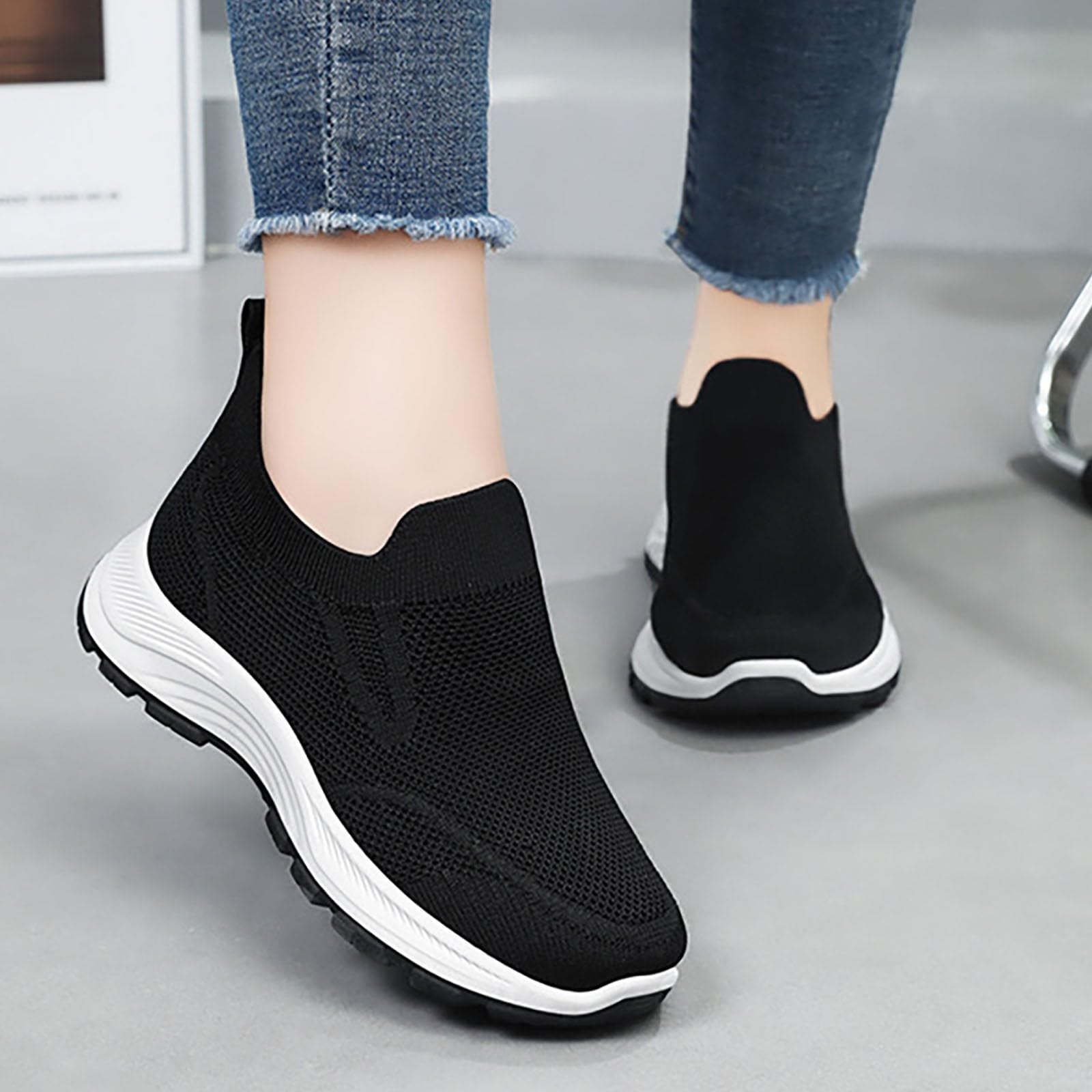 Scarpe Donna Ortopediche in Mesh Senza Lacci Scarpe da Corsa Slip on Comode Antiscivolo Sneakers Donna Running Punta Chiusa Barca Tennis Sneakers Offerta Estive Camminare Morbida Shoes