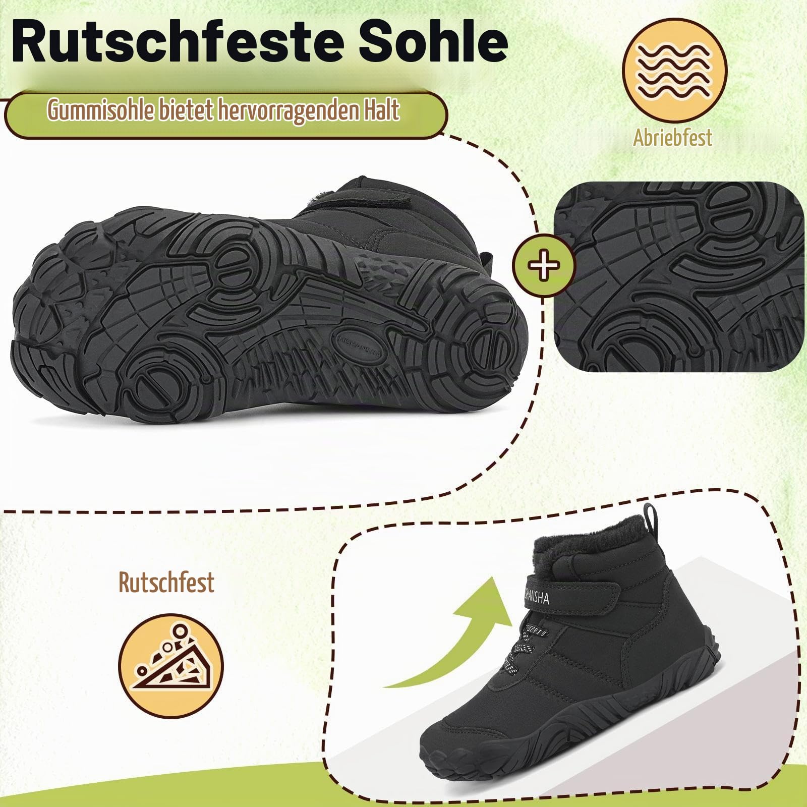 Mishansha Kinder Winter Barfußschuhe Winterschuhe | Jungen Mädchen Winterstiefel，Winterboots Outdoor Breite Zehenbox Wanderschuhe，Chill II，Warm Gefüttert，Leicht，Rutschfest