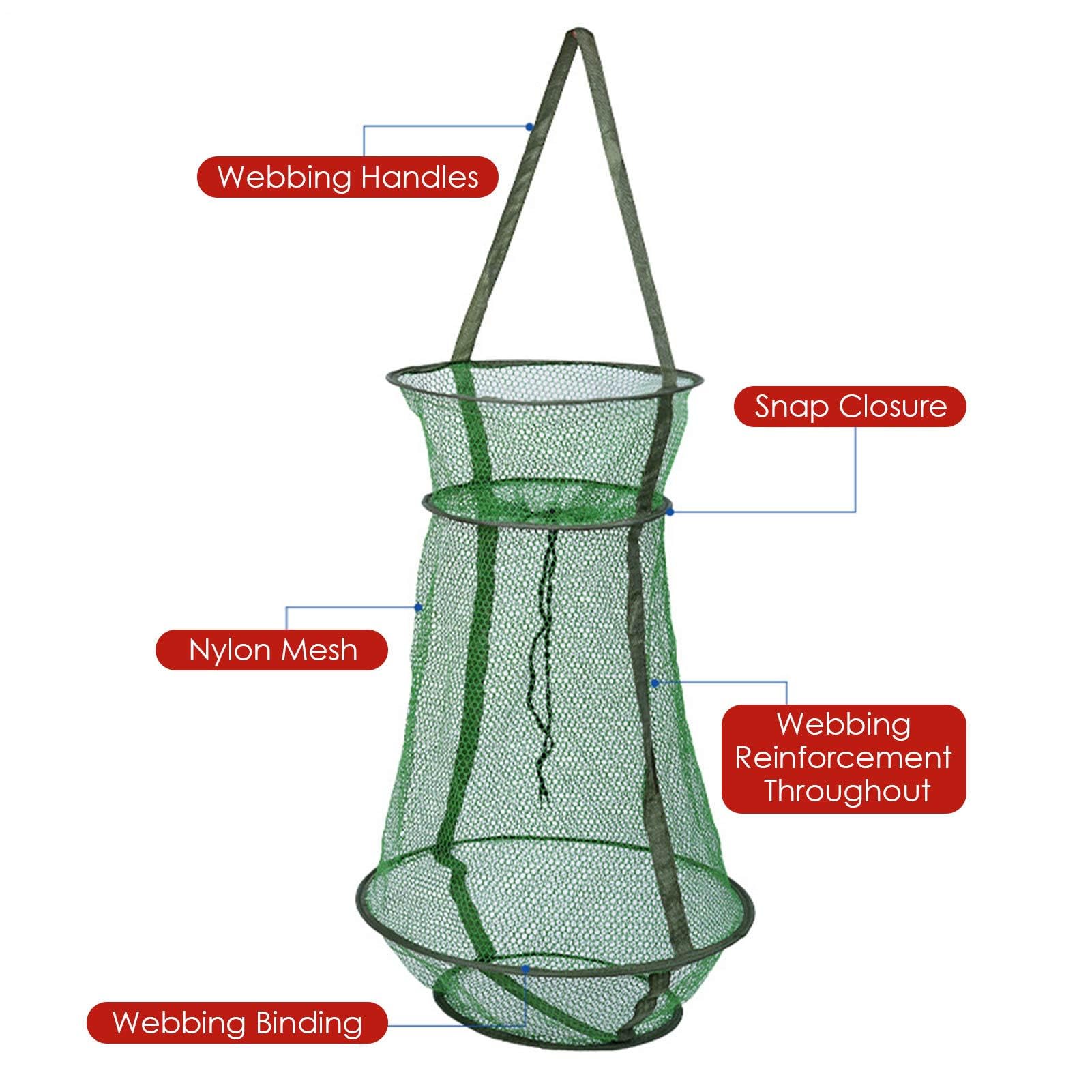 Cage en filet de pêche – Durable, résistant à la , piège à poisson coulé à la main, conception en maille pliable, panier facile à utiliser | Cage de piège à mailles de pêche, idéale pour la p