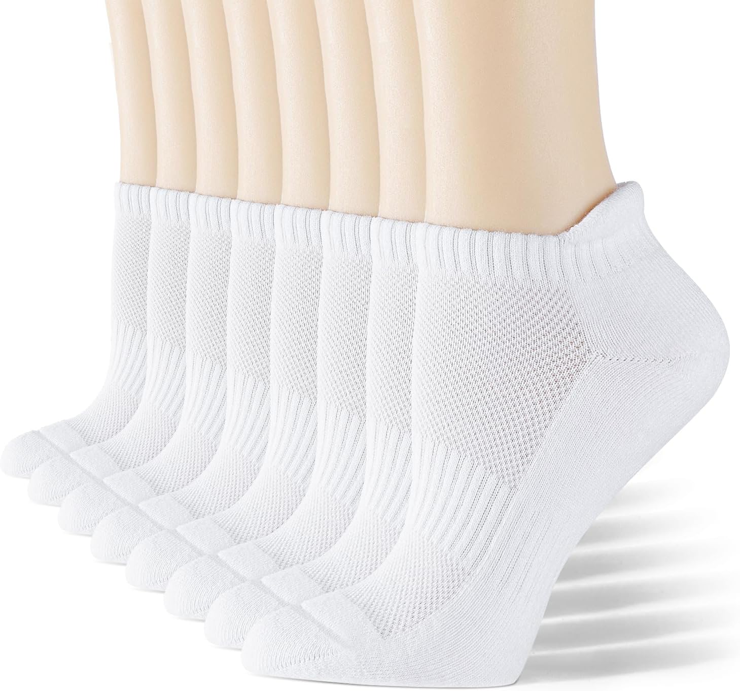 IDEGG 8 Pairs Ankle Performance Athletic Running Socks Low Cut Sports Tab Socks for Women and Men (Small White) Thumbnail