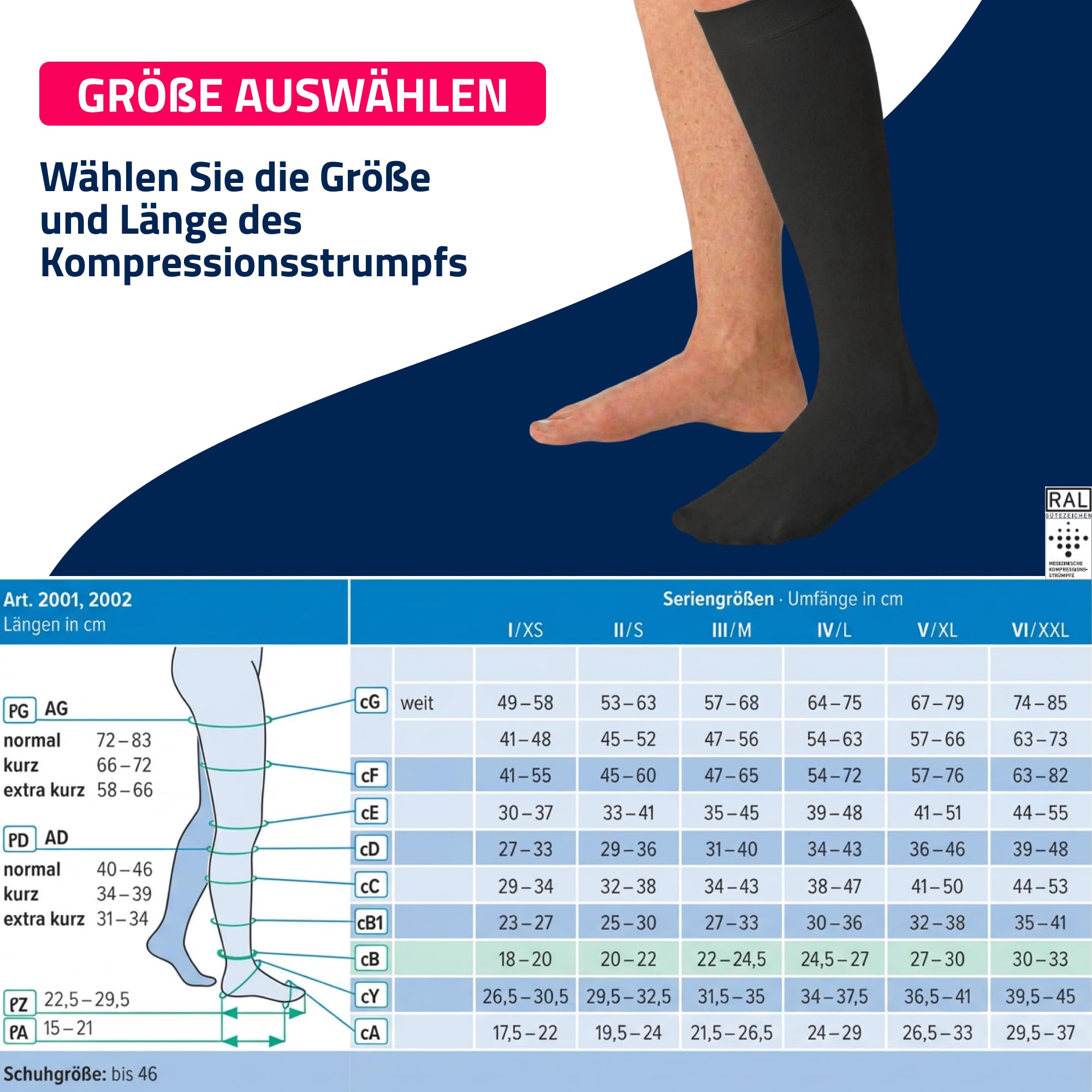 Juzo Soft AD medizinische Kompressionsstrümpfe mit Fußspitze – Seeger Edition, Wadenstrümpfe Kompressionsklasse 2 für Damen & Herren