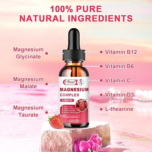 Miniatura 2 de 2 Pack Triple Magnesium Complex Liquid Drops Blend with Magnesium Glycinate 500mg, Malate and Taurate for Max Bio-Availability  High Absorption