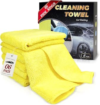 Car Wash Drying Towels, Microfiber, 6 Pcs, Yellow